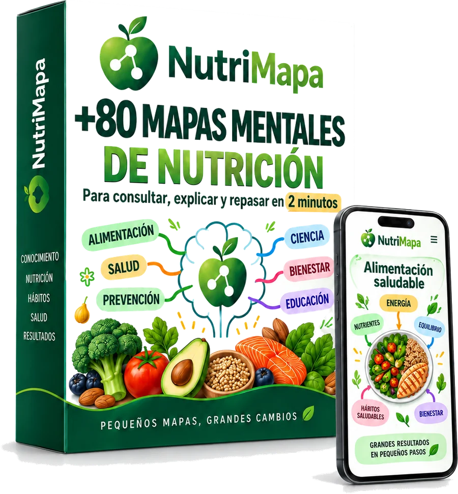 Caja de NutriMapa con el celular mostrando un mapa